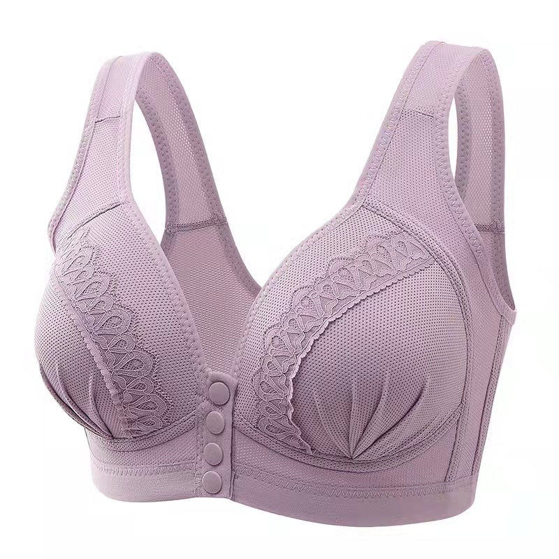 Front Button Breathable Skin-Friendly Cotton Bra - WOOLX