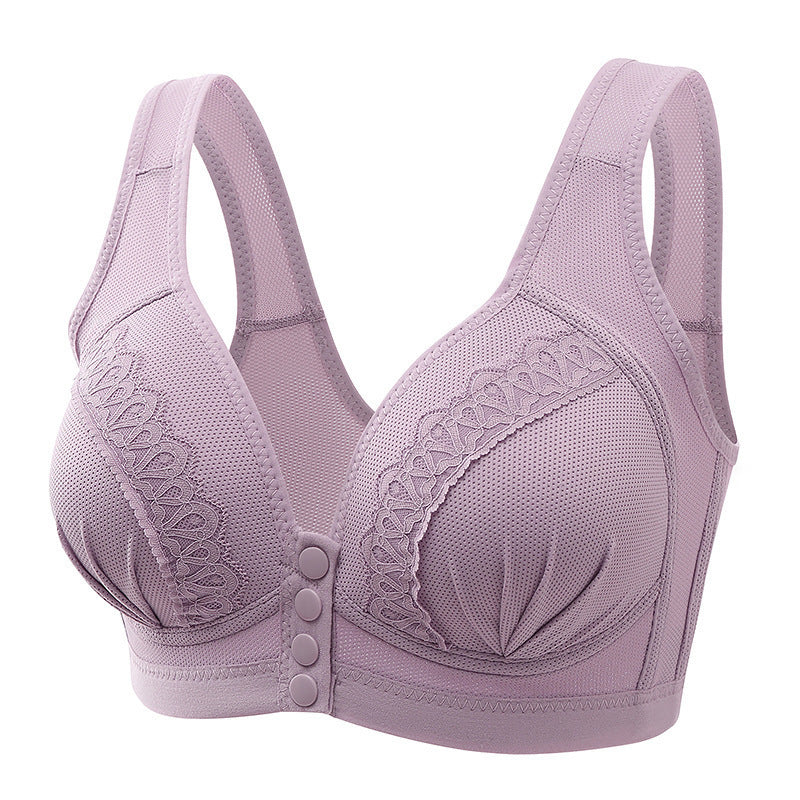 Front Button Breathable Skin-Friendly Cotton Bra - WOOLX