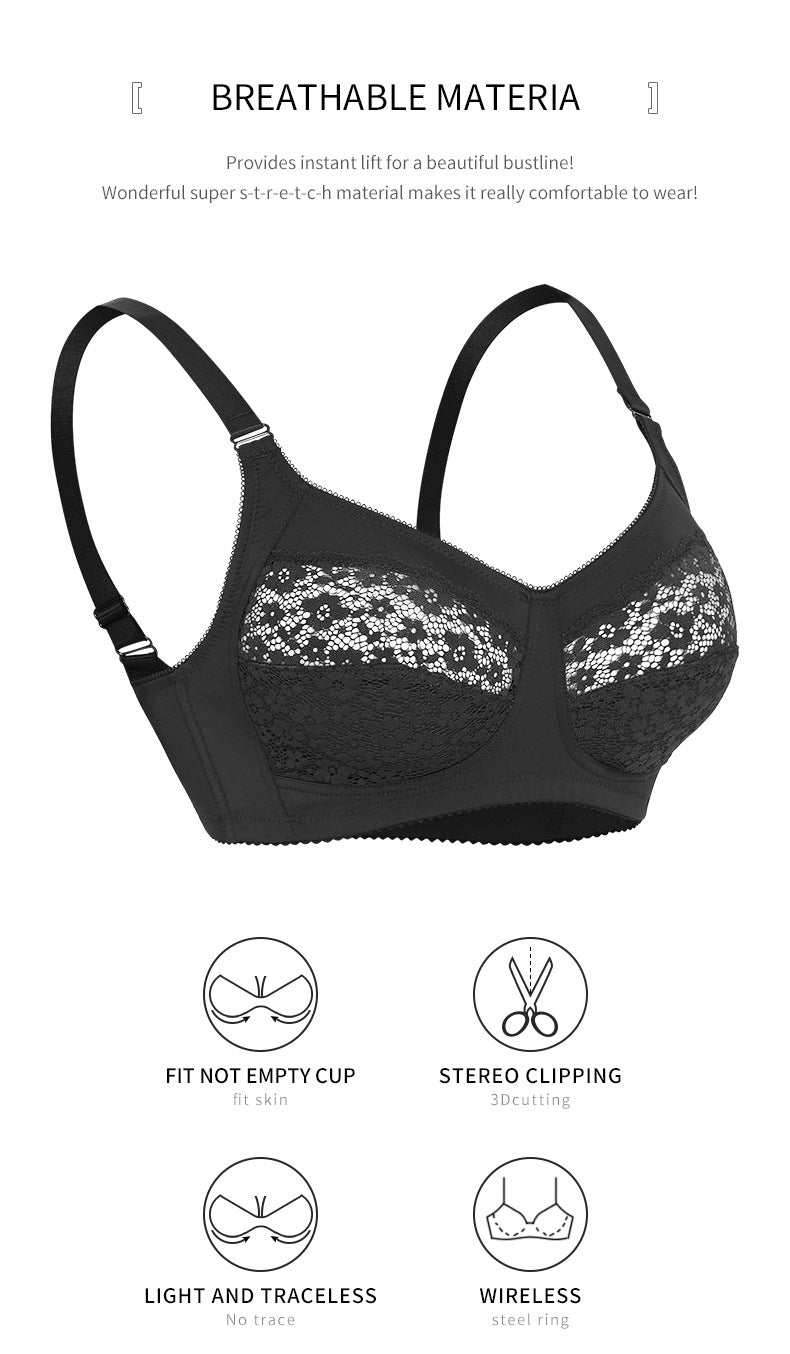 Comfortable Adjustable Plus Size Wireless Bra - WOOLX