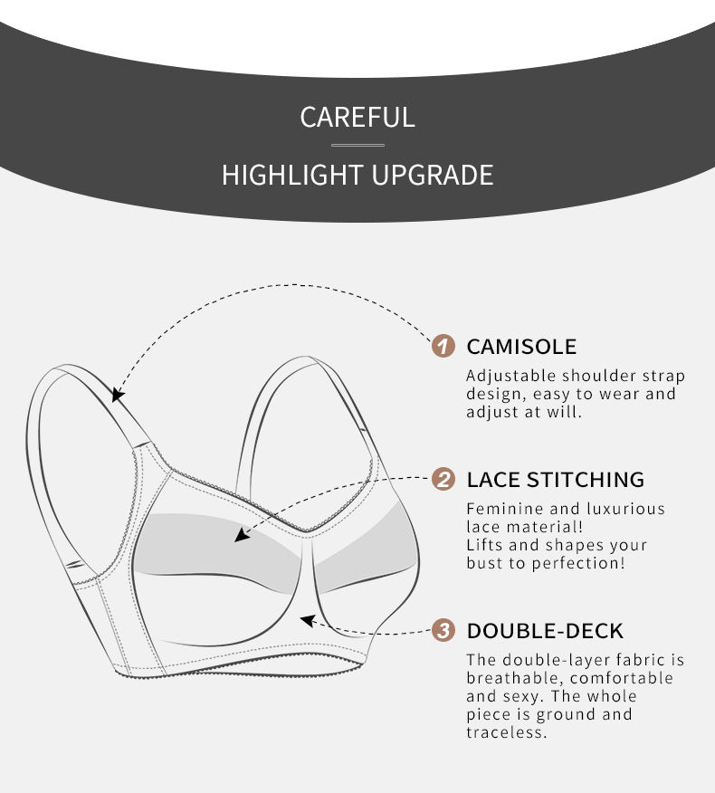 Comfortable Adjustable Plus Size Wireless Bra - WOOLX