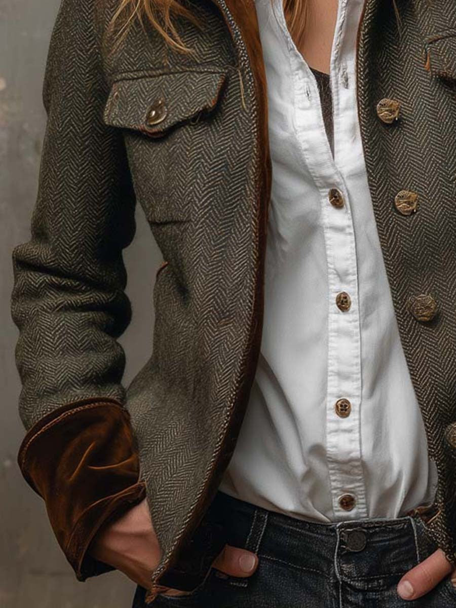 Groovy Collared Long Sleeve Outerwear