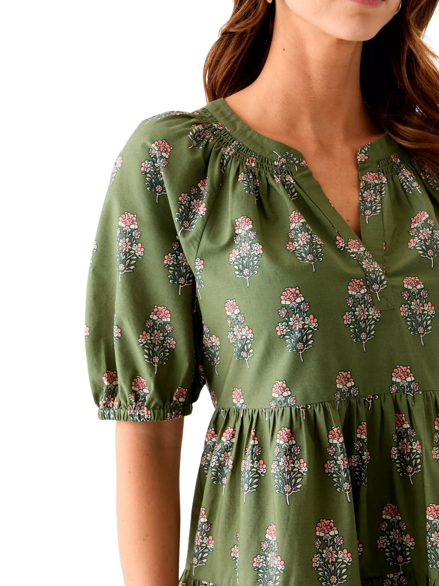Women's Floral Printed Peasant Dress - WOOLX