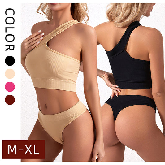 No steel ring gathered yoga clothing sports anti-light underwear women's comfortable shockproof bra fitness beauty vest set - WOOLX