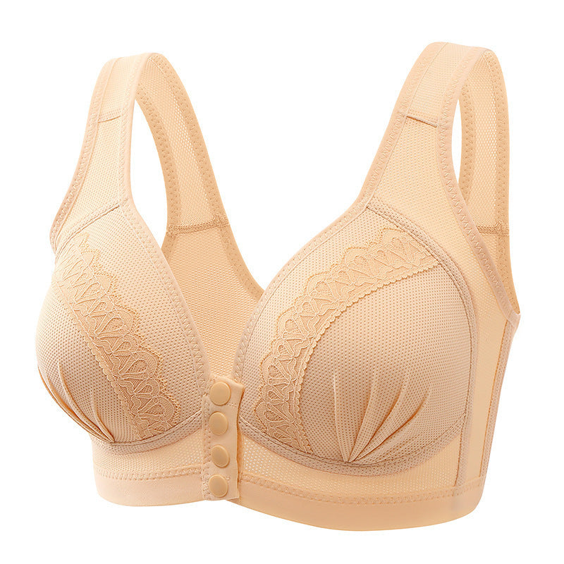 Front Button Breathable Skin-Friendly Cotton Bra - WOOLX
