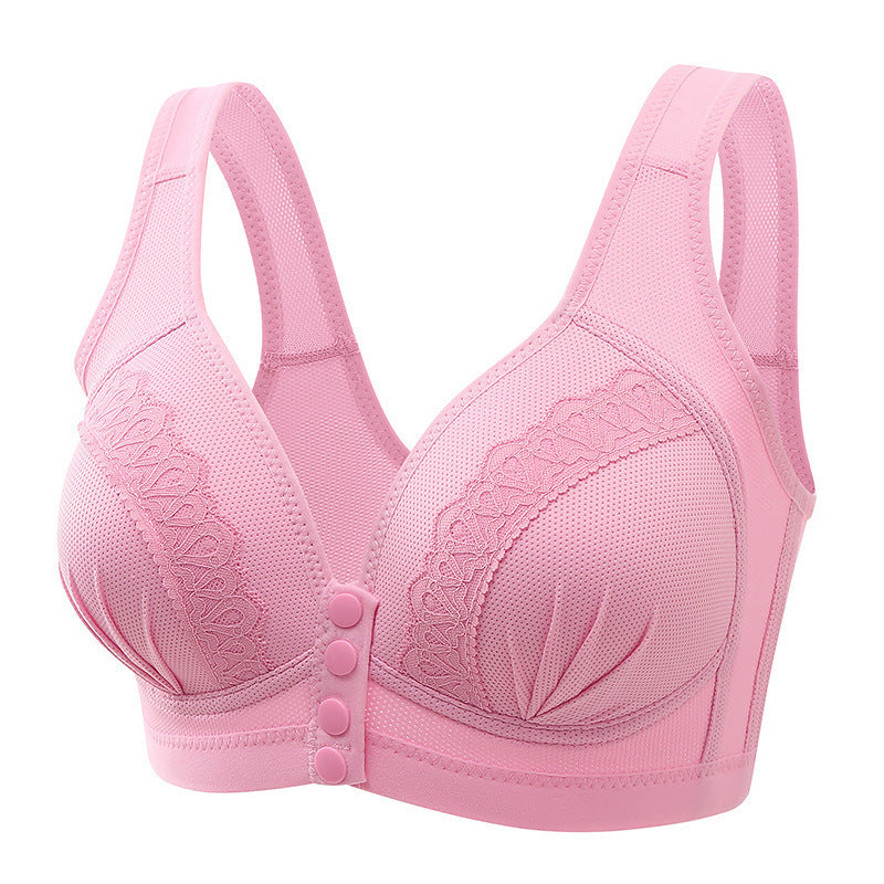 Front Button Breathable Skin-Friendly Cotton Bra - WOOLX