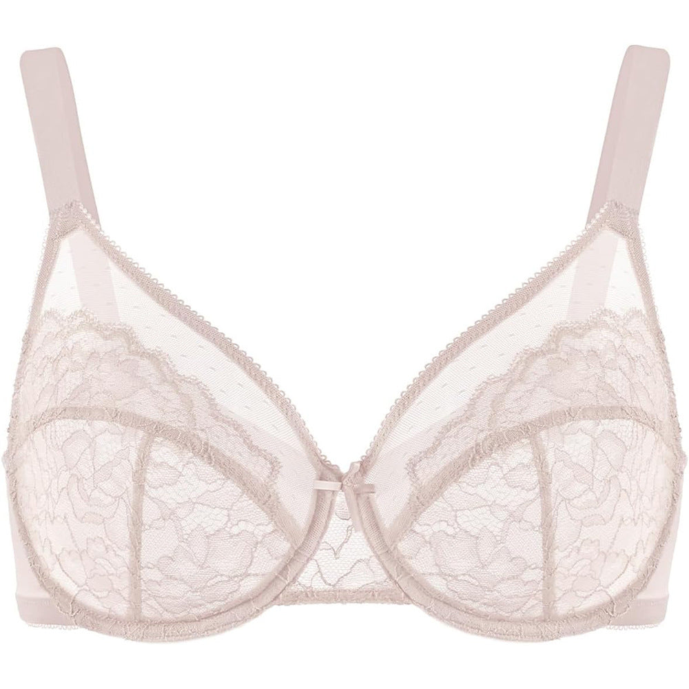 2024 New Style French Sexy Lace Bra Plus Size Underwear Ultra-thin Mesh Push-up Bra - WOOLX
