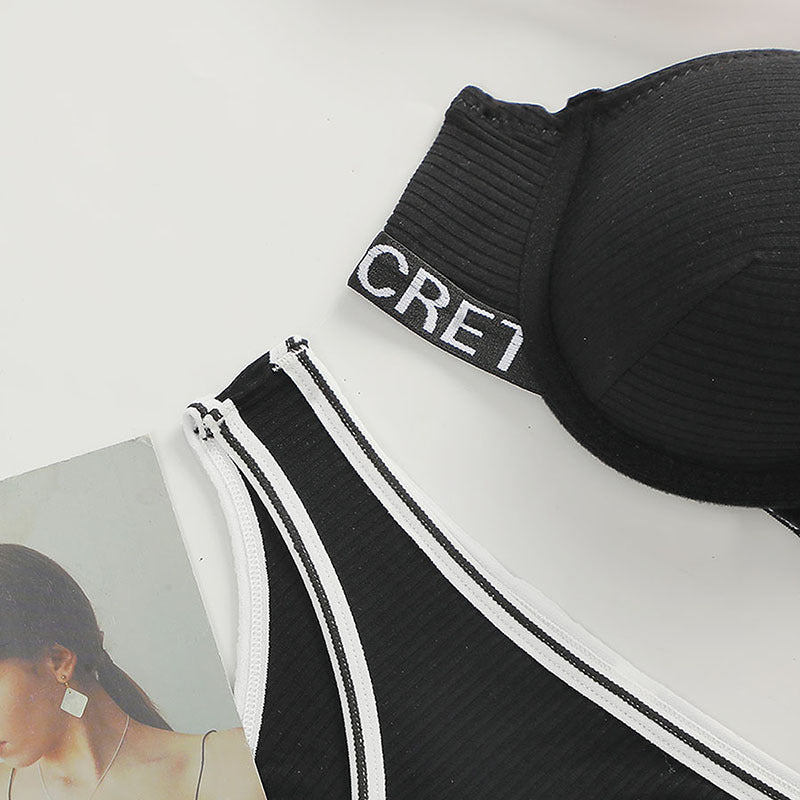Sexy Lingerie Suit Beautiful Back Push-up Adjustable Letter Shoulder Strap Bra - WOOLX