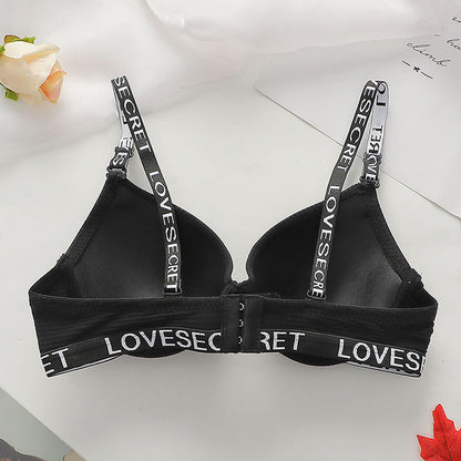 Sexy Lingerie Suit Beautiful Back Push-up Adjustable Letter Shoulder Strap Bra - WOOLX