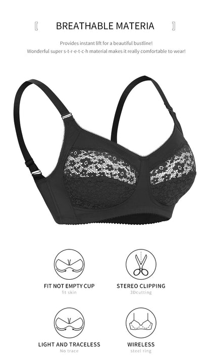 Comfortable Adjustable Plus Size Wireless Bra - WOOLX