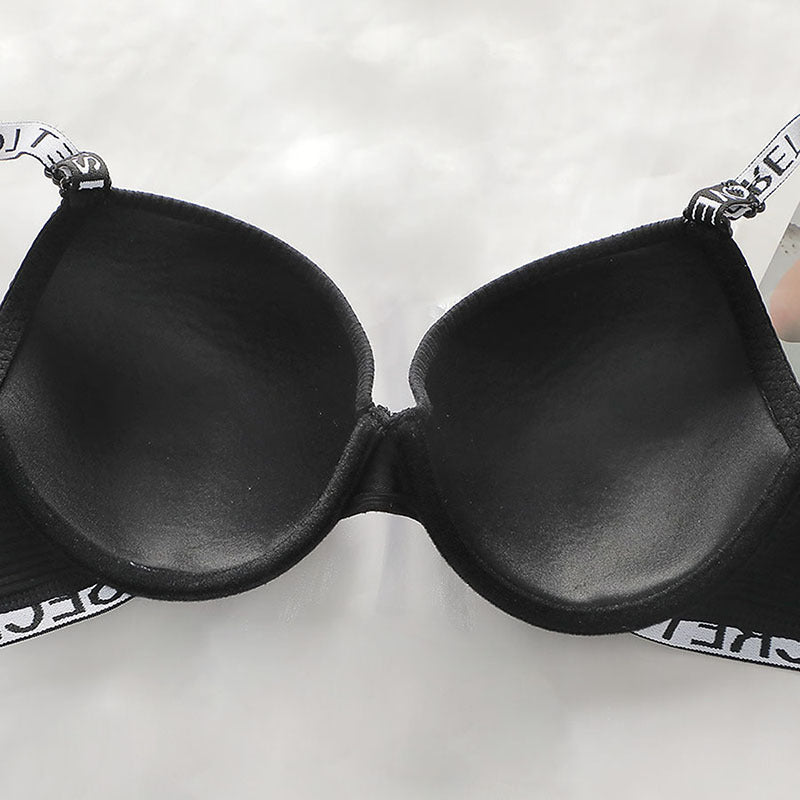 Sexy Lingerie Suit Beautiful Back Push-up Adjustable Letter Shoulder Strap Bra - WOOLX