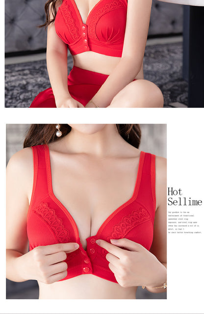 Front Button Breathable Skin-Friendly Cotton Bra - WOOLX
