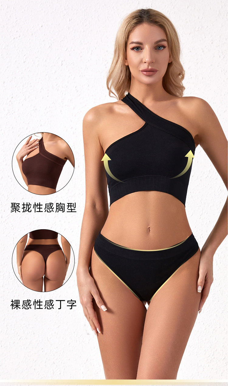 No steel ring gathered yoga clothing sports anti-light underwear women's comfortable shockproof bra fitness beauty vest set - WOOLX