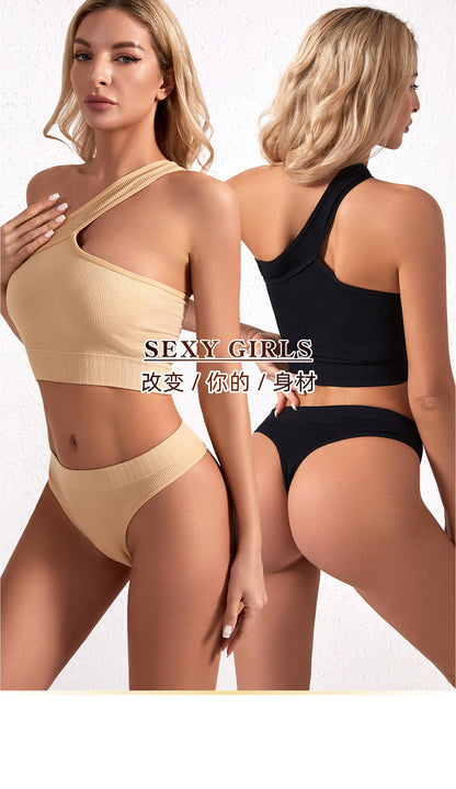 No steel ring gathered yoga clothing sports anti-light underwear women's comfortable shockproof bra fitness beauty vest set - WOOLX