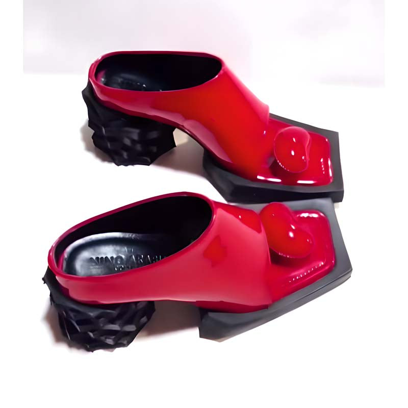 Fashion Chunky Square-toe Heels - WOOLX