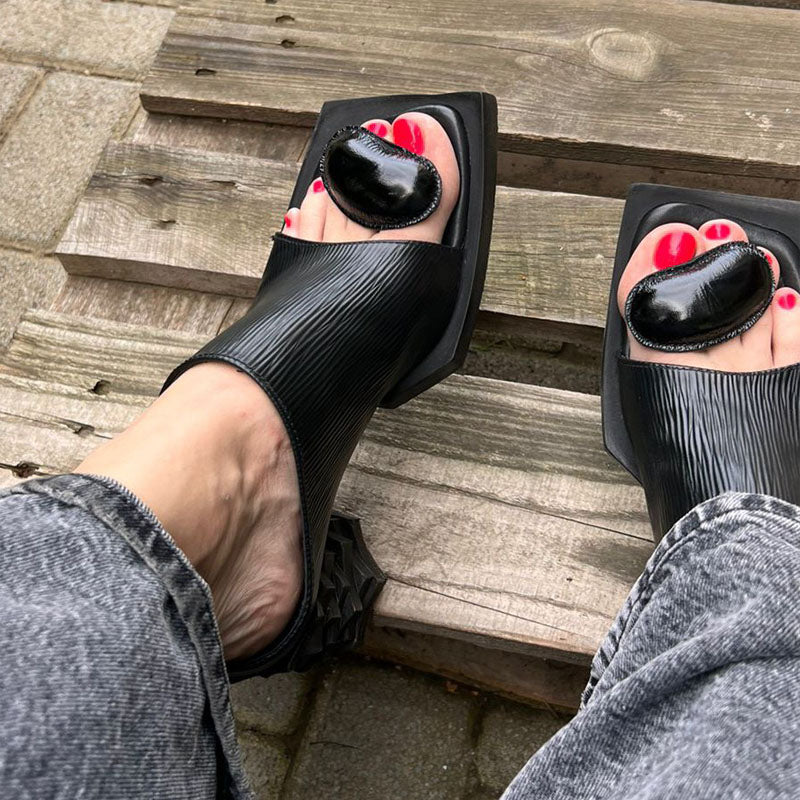 Fashion Chunky Square-toe Heels - WOOLX