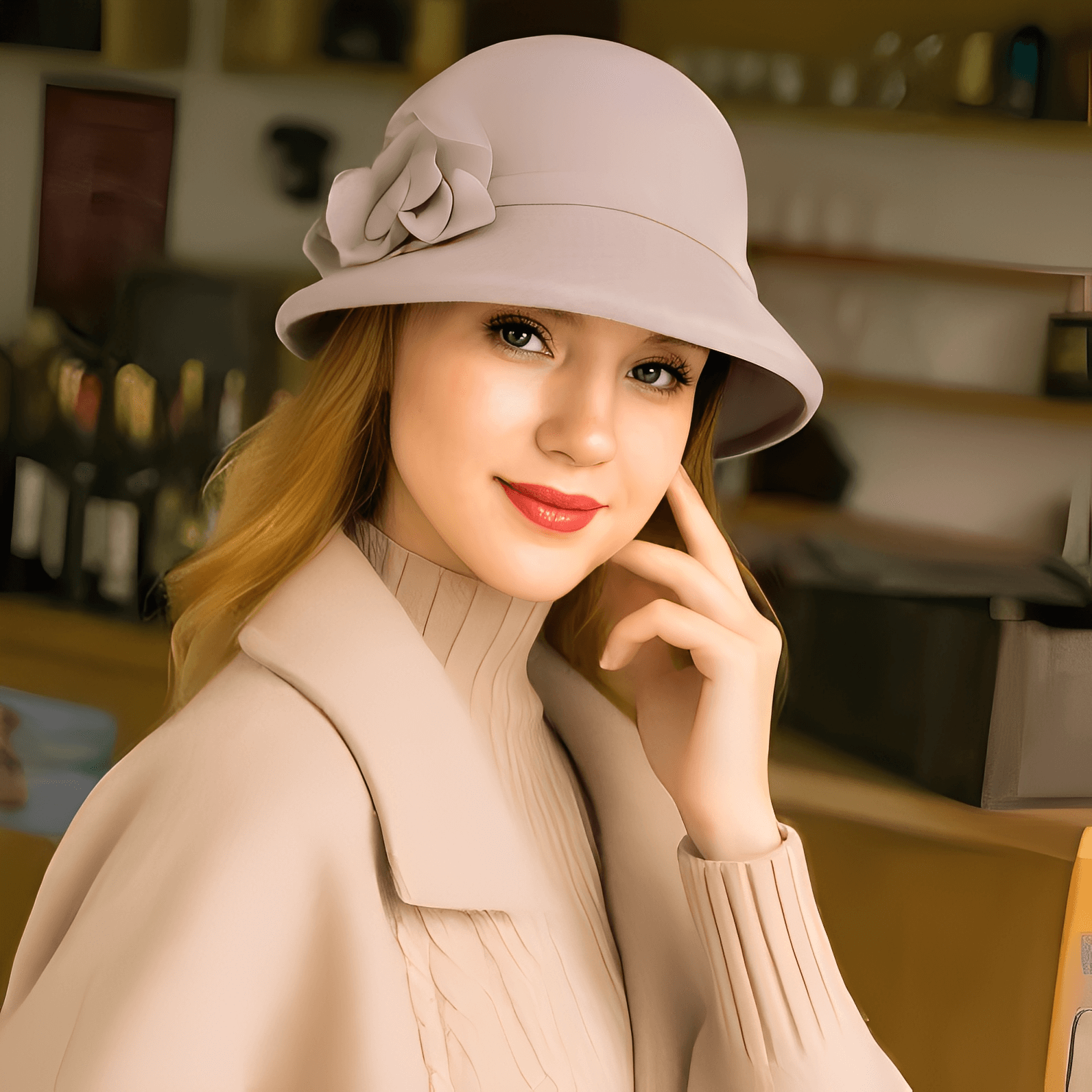 three-dimensional flower wool woolen hat - WOOLX