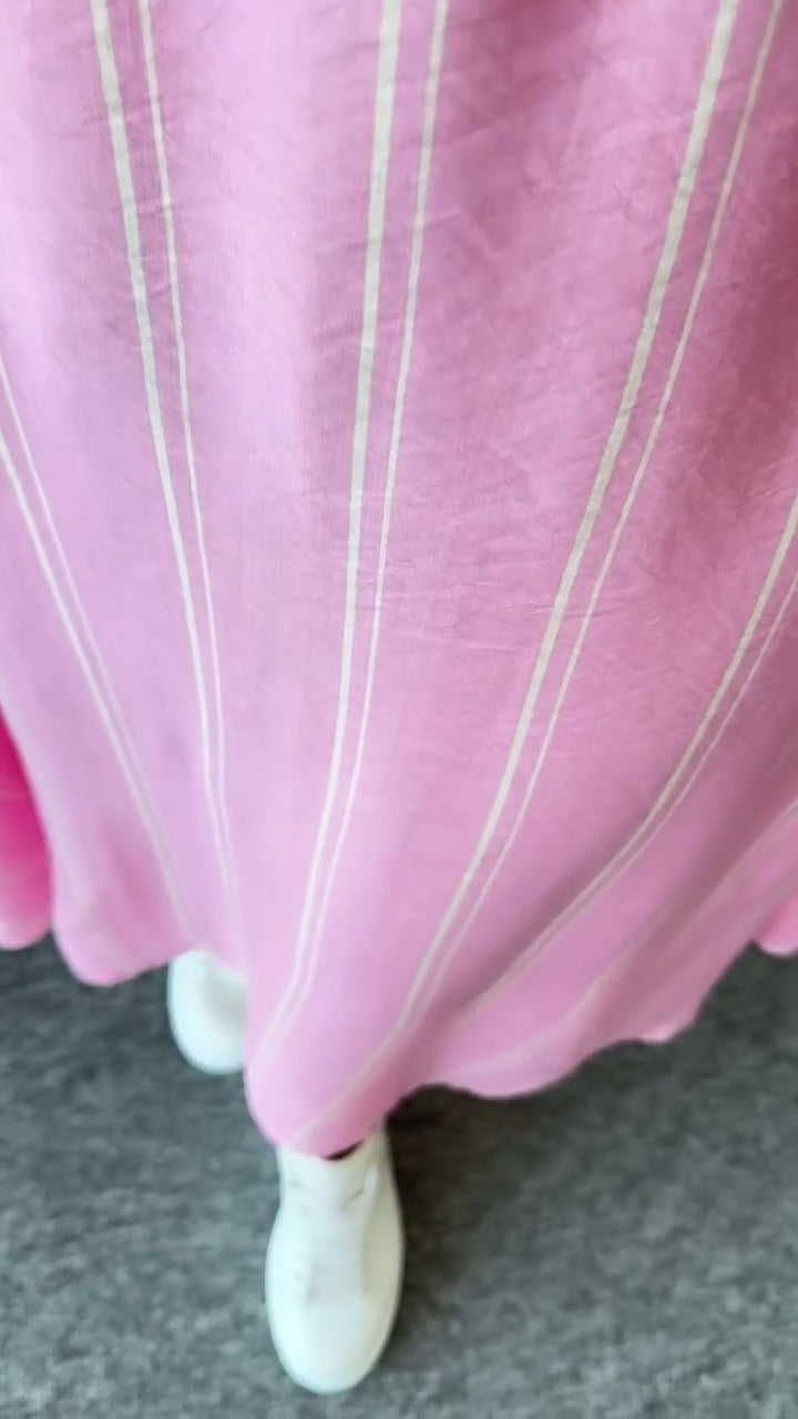 Charming Pink Striped Shirt - Style Maxi Dress - WOOLX