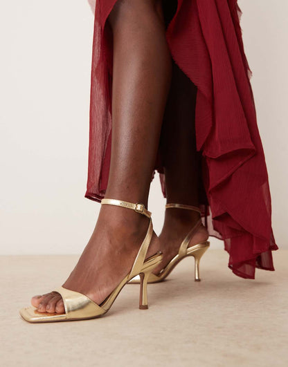 Glamorous Gold Ankle Strap High Heel Sandals - WOOLX