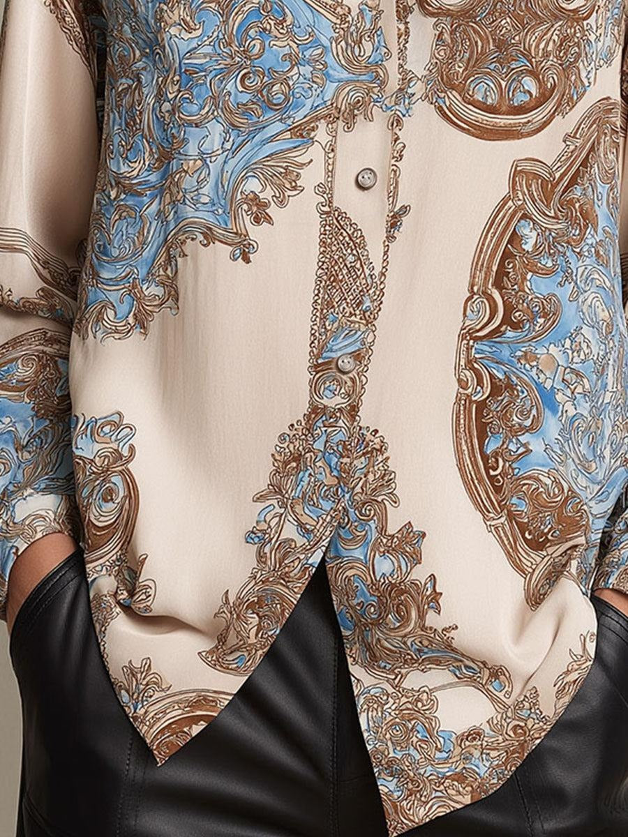 Elegant Beige Long Sleeve Shirt