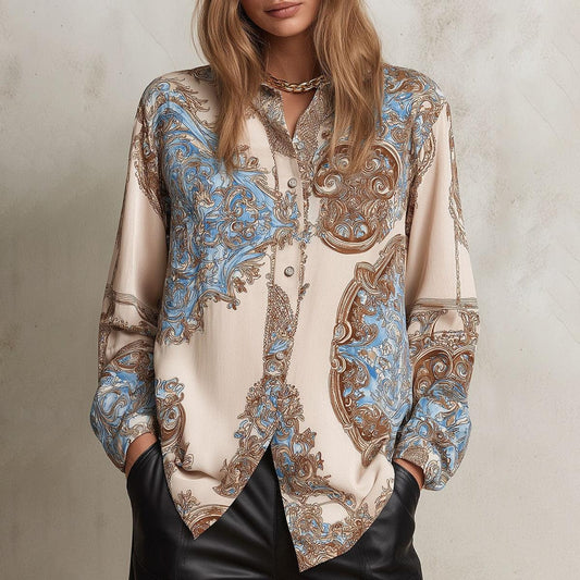 Elegant Beige Long Sleeve Shirt