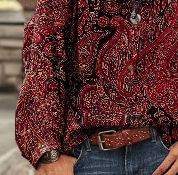 Showy Long Sleeve Red Top
