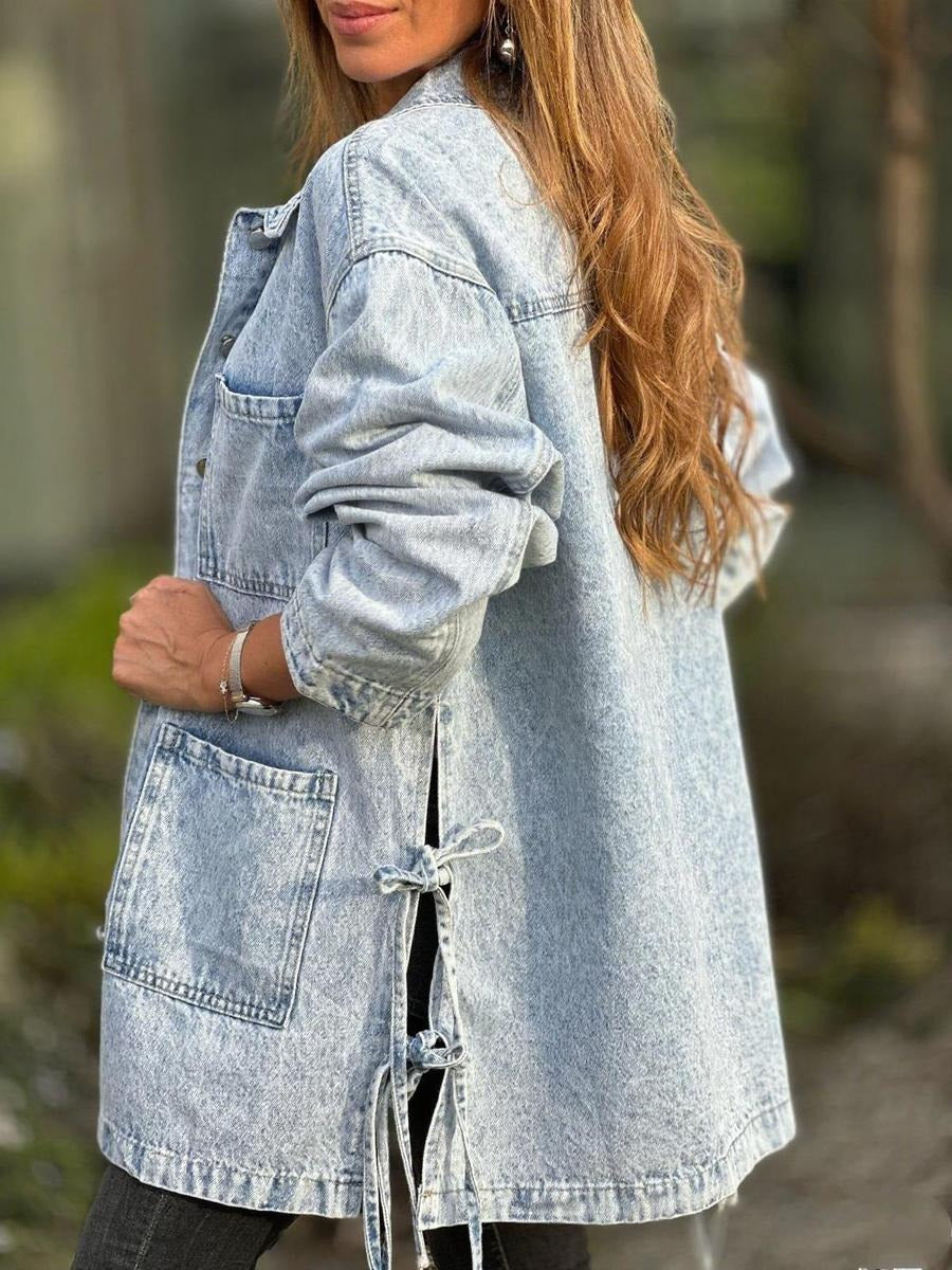 Blue Denim Long Sleeve Outerwear