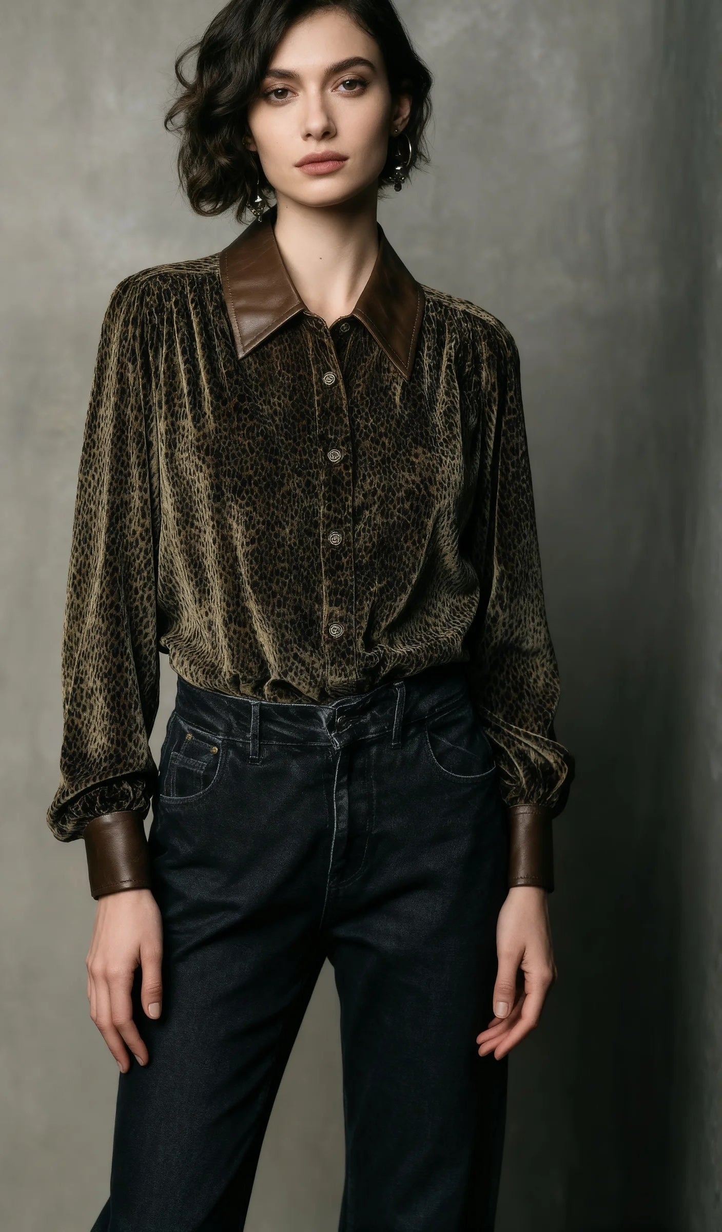Elegant Long Sleeve Leopard Shirt