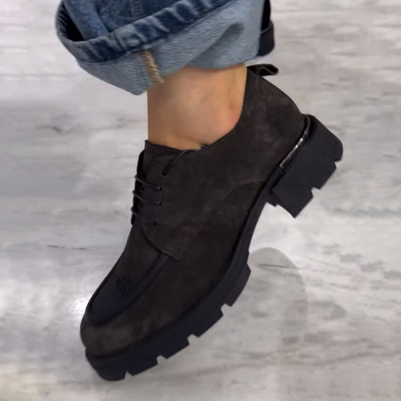 Round-toe Lace-up Platform Loafers - WOOLX