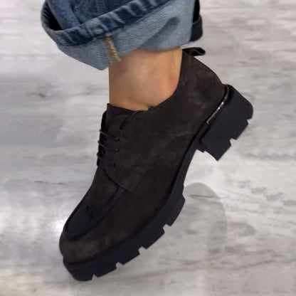 Round-toe Lace-up Platform Loafers - WOOLX