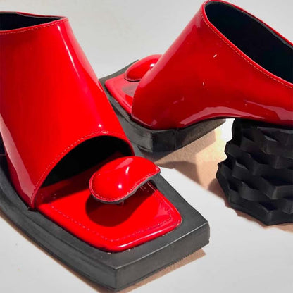 Fashion Chunky Square-toe Heels - WOOLX