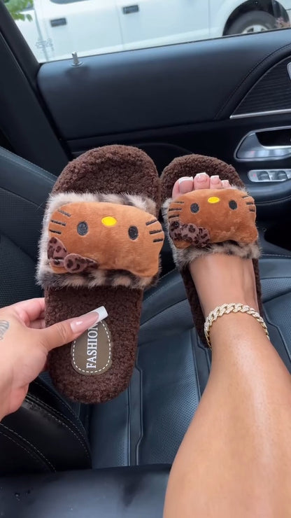 Adorable Brown Fuzzy Slippers - WOOLX